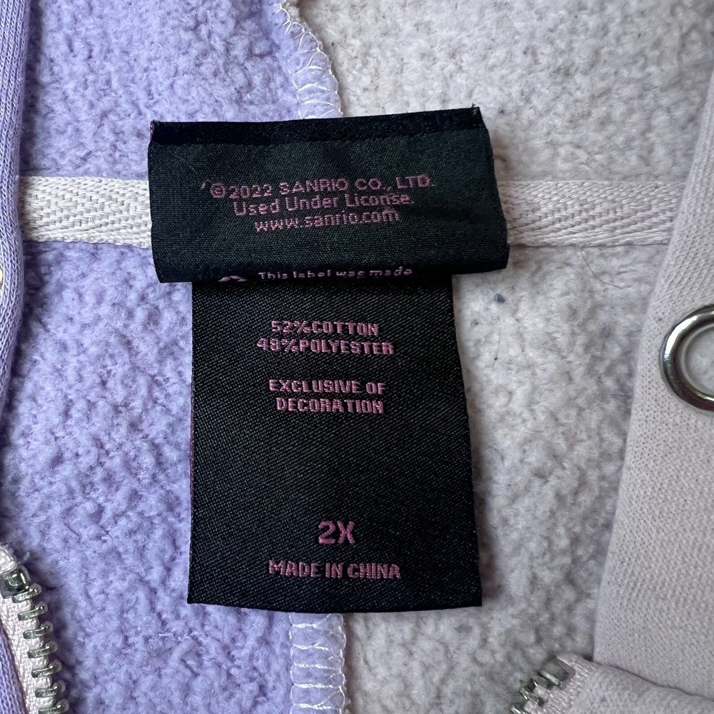 My Melody & Kuromi by Sanrio Pastel Purple Pink Color Block Full Zip Hoodie - Picture 7 of 12